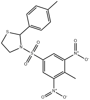 Thiazolidine, 3-[(4-methyl-3,5-dinitrophenyl)sulfonyl]-2-(4-methylphenyl)- (9CI) 구조식 이미지