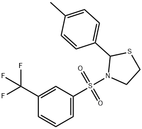 Thiazolidine, 2-(4-methylphenyl)-3-[[3-(trifluoromethyl)phenyl]sulfonyl]- (9CI) 구조식 이미지