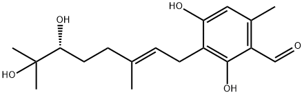 3-[(E)-6,7-Dihydroxy-3,7-dimethyl-2-octenyl]-2,4-dihydroxy-6-methylbenzaldehyde Structure