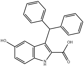3-벤즈하이드릴-5-하이드록시-1H-인돌-2-카복실산 구조식 이미지