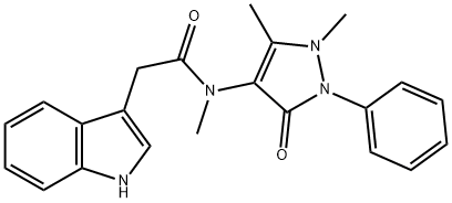 N-(1,5-dimethyl-3-oxo-2-phenyl-pyrazol-4-yl)-2-(1H-indol-3-yl)-N-methyl-acetamide 구조식 이미지