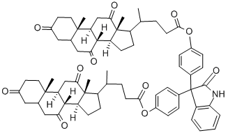 [4-[3-[4-[4-(10,13-dimethyl-3,7,12-trioxo-1,2,4,5,6,8,9,11,14,15,16,17-dodecahydrocyclopenta[a]phenanthren-17-yl)pentanoyloxy]phenyl]-2-oxo-1H-indol-3-yl]phenyl] 4-(10,13-dimethyl-3,7,12-trioxo-1,2,4,5,6,8,9,11,14,15,16,17-dodecahydrocyclopenta[a]phenanthren-17-yl)pentanoate Structure