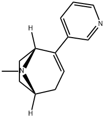 8-Azabicyclo[3.2.1]oct-2-ene,8-methyl-2-(3-pyridinyl)-,(1R,5S)-(9CI) 구조식 이미지