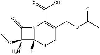 (6R-cis)-3-(acetoxymethyl)-7-amino-7-methoxy-8-oxo-5-thia-1-azabicyclo[4.2.0]oct-2-ene-2-carboxylic acid 구조식 이미지