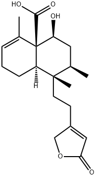 1,2,3,4,4a,7,8,8a-Octahydro-1-[2-(2,5-dihydro-5-oxofuran-3-yl)ethyl]-4-hydroxy-1,2,5-trimethylnaphthalene-4a-carboxylic acid 구조식 이미지