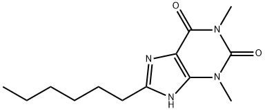 8-Hexyl-3,7-dihydro-1,3-dimethyl-1H-purine-2,6-dione 구조식 이미지