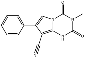 1,2,3,4-Tetrahydro-3-methyl-2,4-dioxo-7-phenylpyrrolo[1,2-a]-1,3,5-triazine-8-carbonitrile 구조식 이미지