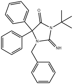 3-(1,1-Dimethylethyl)-2-imino-5,5-diphenyl-1-(phenylmethyl)-4-imidazolidinone 구조식 이미지