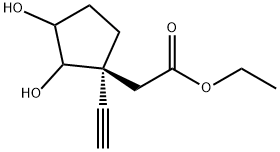 Cyclopentaneacetic acid, 1-ethynyl-2,3-dihydroxy-, ethyl ester, (1S)- (9CI) Structure