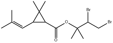 (3,4-dibromo-2-methyl-butan-2-yl) 2,2-dimethyl-3-(2-methylprop-1-enyl) cyclopropane-1-carboxylate Structure