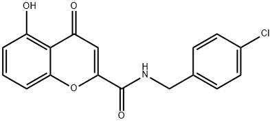 5-HYDROXY-4-OXO-4H-CHROMENE-2-CARBOXYLIC ACID 4-CHLORO-BENZYLAMIDE 구조식 이미지