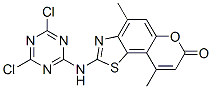 7H-Pyrano[2,3-g]benzothiazol-7-one,  2-[(4,6-dichloro-1,3,5-triazin-2-yl)amino]-4,9-dimethyl- 구조식 이미지