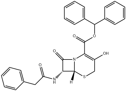 (6R,7R)-3-Hydroxy-8-oxo-7-[(phenylacetyl)amino]-5-thia-1-azabicyclo[4.2.0]oct-2-ene-2-carboxylic acid diphenyl methyl ester Structure