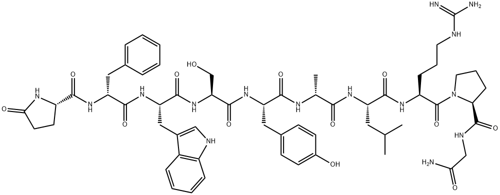 PGLU-D-PHE-TRP-SER-TYR-D-ALA-LEU-ARG-PRO-GLY-NH2 Structure