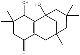 3,4,5,6,7,8,9,10-Octahydro-4,5-dihydroxy-3,3,7,7,9-pentamethyl-5,9-methanobenzocycloocten-1(2H)-one 구조식 이미지