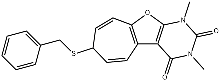 2H-Cyclohepta[4,5]furo[2,3-d]pyrimidine-2,4(3H)-dione,  1,7-dihydro-1,3-dimethyl-7-[(phenylmethyl)thio]-  (9CI) Structure