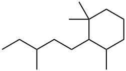 Cyclohexane,1,1,3-trimethyl-2-(3-methylpentyl)- Structure