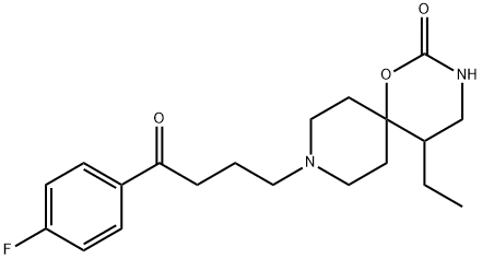 5-Ethyl-9-[3-(p-fluorobenzoyl)propyl]-1-oxa-3,9-diazaspiro[5.5]undecan-2-one 구조식 이미지