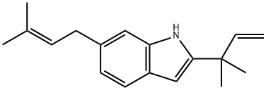 2-(1,1-Dimethyl-2-propenyl)-6-(3-methyl-2-butenyl)-1H-indole 구조식 이미지