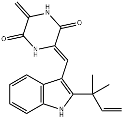 3-[(Z)-[2-(1,1-Dimethyl-2-propenyl)-1H-indol-3-yl]methylene]-6-methylene-2,5-piperazinedione 구조식 이미지