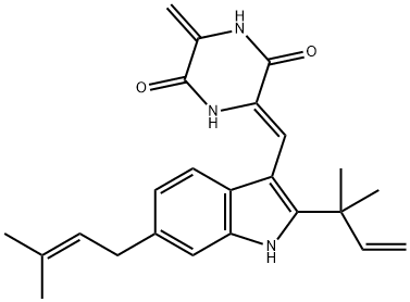 (3Z)-3-[[2-(1,1-Dimethyl-2-propenyl)-6-(3-methyl-2-butenyl)-1H-indol-3-yl]methylene]-6-methylene-2,5-piperazinedione 구조식 이미지