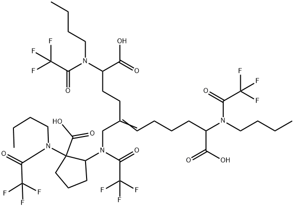 2,10-Bis[butyl(trifluoroacetyl)amino]-5-[[[2-[butyl(trifluoroacetyl)amino]-2-carboxycyclopentyl](trifluoroacetyl)amino]methyl]-5-undecenedioic acid Structure