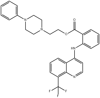 N-(8-Trifluoromethyl-4-quinolinyl)anthanilic acid 2-(4-phenyl-1-piperazinyl)ethyl ester Structure