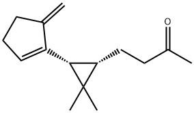 4-[(1S,3R)-2,2-Dimethyl-3-(5-methylene-1-cyclopenten-1-yl)cyclopropyl]-2-butanone 구조식 이미지