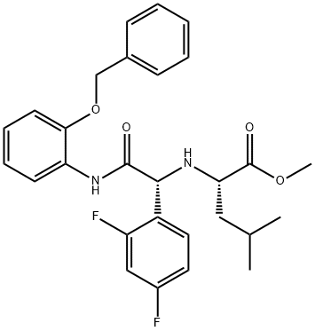 L-Leucine, N-[(1R)-1-(2,4-difluorophenyl)-2-oxo-2-[[2-(phenylmethoxy)phenyl]amino]ethyl]-, methyl ester (9CI) Structure