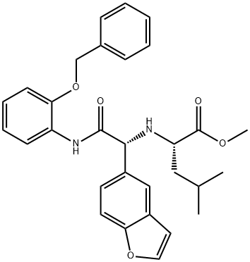 L-Leucine, N-[(1R)-1-(5-benzofuranyl)-2-oxo-2-[[2-(phenylmethoxy)phenyl]amino]ethyl]-, methyl ester (9CI) Structure