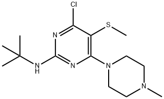 4-Chloro-2-(tert-butylamino)-6-(4-methylpiperazino)-5-(methylthio)pyrimidine 구조식 이미지