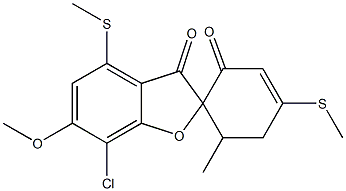 7-Chloro-6-methoxy-6'-methyl-4,4'-bis(methylthio)spiro[benzofuran-2(3H),1'-[3]cyclohexene]-2',3-dione 구조식 이미지
