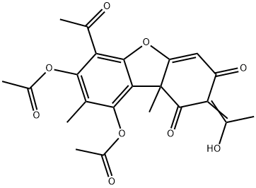 6-Acetyl-7,9-bis(acetyloxy)-2-(1-hydroxyethylidene)-8,9b-dimethyl-1,3(2H,9bH)-dibenzofurandione 구조식 이미지