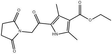 1H-Pyrrole-3-carboxylicacid,5-[(2,5-dioxo-1-pyrrolidinyl)acetyl]-2,4-dimethyl-,ethylester(9CI) Structure