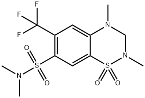 3,4-Dihydro-N,N,2,4-tetramethyl-6-trifluoromethyl-2H-1,2,4-benzothiadiazine-7-sulfonamide 1,1-dioxide Structure