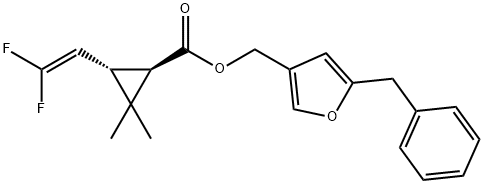 (1R,3S)-3-(2,2-Difluoroethenyl)-2,2-dimethylcyclopropanecarboxylic acid [5-(phenylmethyl)furan-3-yl]methyl ester 구조식 이미지