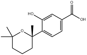 (-)-3-Hydroxy-4-(tetrahydro-2,6,6-trimethyl-2H-pyran-2-yl)benzoic acid 구조식 이미지