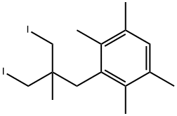 3-[3-Iodo-2-(iodomethyl)-2-methylpropyl]-1,2,4,5-tetramethylbenzene 구조식 이미지