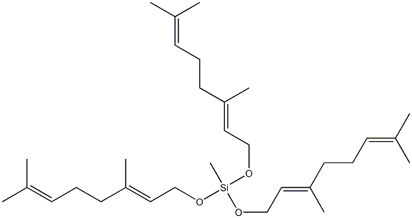 (E,E,E)-트리스[(3,7-디메틸-2,6-옥타디에닐)옥시]메틸실란 구조식 이미지