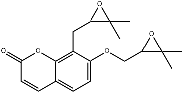 7-[(3,3-Dimethyloxiran-2-yl)methoxy]-8-[(3,3-dimethyloxiran-2-yl)methyl]-2H-1-benzopyran-2-one 구조식 이미지