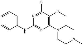 2-Anilino-4-chloro-6-(4-methylpiperazino)-5-(methylthio)pyrimidine 구조식 이미지