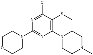 4-Chloro-6-(4-methylpiperazino)-5-methylthio-2-morpholinopyrimidine Structure