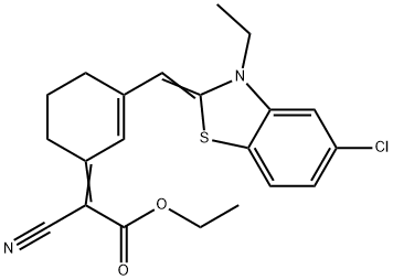 ACETIC ACID, [3-[[5-CHLORO-3-ETHYL-2(3H)-BENZOTHIAZOLYLIDENE]METHYL]-2-CYCLOHEXEN-1-YLIDENE]CYANO-, ETHYL ESTER Structure