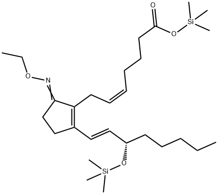(5Z,13E,15S)-9-(Ethoxyimino)-15-(trimethylsiloxy)prosta-5,8(12),13-trien-1-oic acid trimethylsilyl ester 구조식 이미지