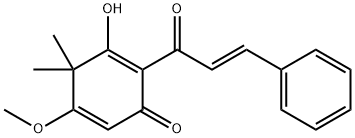 (E)-3-hydroxy-5-methoxy-4,4-dimethyl-2-(1-oxo-3-phenylpropen-2-yl)cyclohexa-2,5-dien-1-one Structure