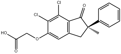 (-)-[[(R)-2,3-Dihydro-6,7-dichloro-2-methyl-1-oxo-2-phenyl-1H-indene-5-yl]oxy]acetic acid Structure