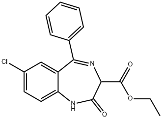 ethyl 7-chloro-2,3-dihydro-2-oxo-5-phenyl-1H-1,4-benzodiazepine-3-carboxylate  Structure