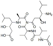 (3S)-4-[[(1S)-1-[[(2S)-2-[[(2S)-2-acetamido-3-methyl-butanoyl]amino]-3 -methyl-butanoyl]-[(3S,4S)-4-amino-3-hydroxy-6-methyl-heptanoyl]carbam oyl]ethyl]amino]-3-hydroxy-6-methyl-heptanoic acid 구조식 이미지