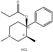 알파프로딘하이드로클로라이드;4-피페리디놀,1,3-다이메틸-4-페닐-프로파노에이트(에스터),하이드로클로라이드,cis-(+-)- 구조식 이미지