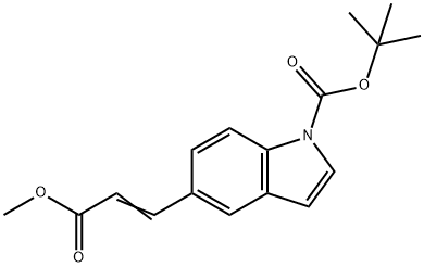 1H-인돌-1-카르복실산,5-(3-메톡시-3-옥소-1-프로페닐)-,1,1-디메틸에틸에스테르 구조식 이미지